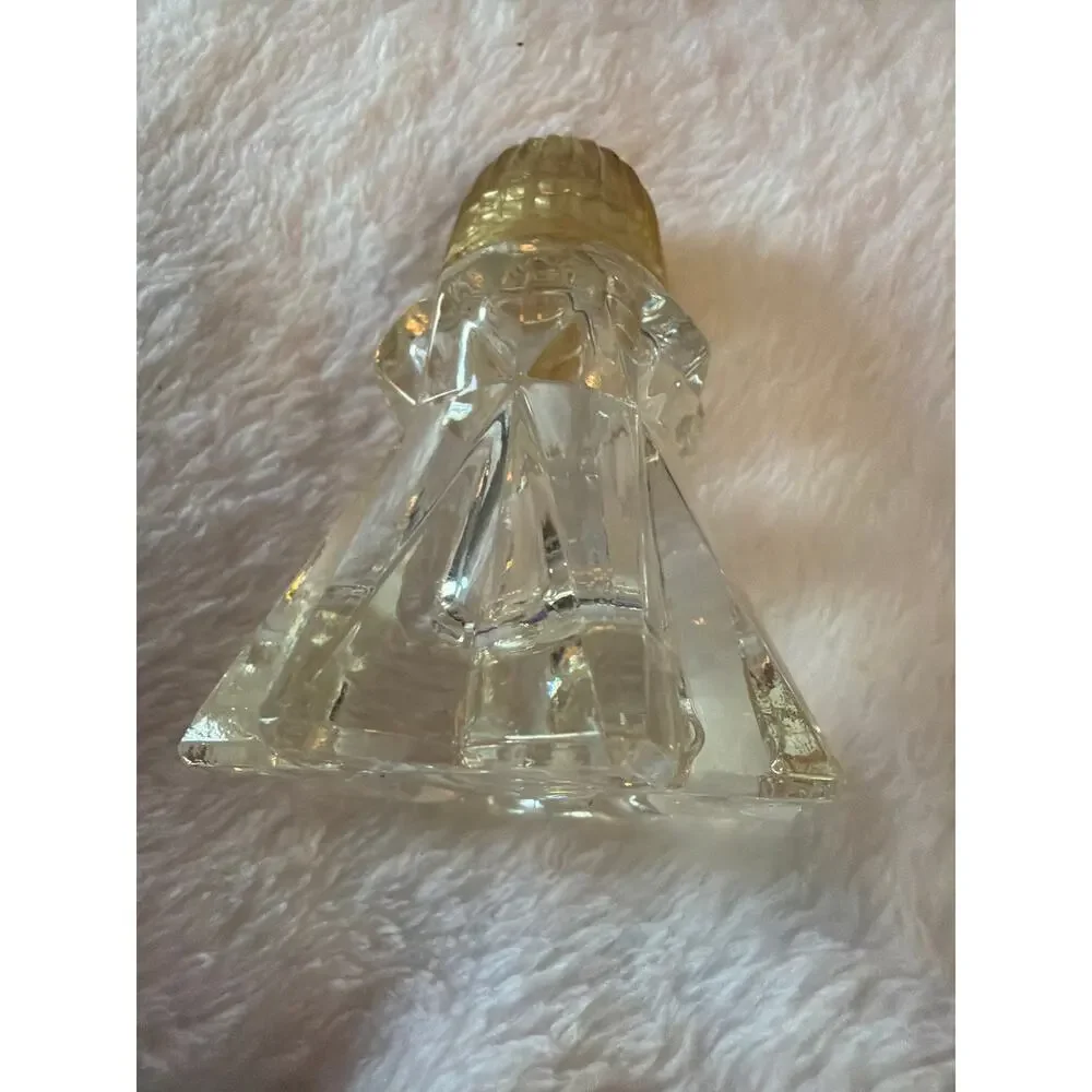 Vintage Crystal Style Glass Salt Shaker Gold Plastic Lid Starburst Base 3